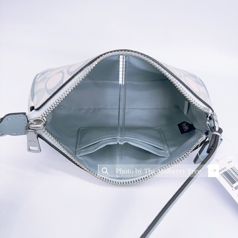 Coach CDW29 Nolita 19 In Pretty Signature Canvas Chalk Blue Wristlet Purse Bag - Picture 6 of 8